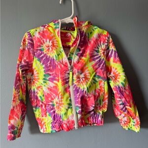 Pink Platinum Vibrant Tie-Dye Raincoat